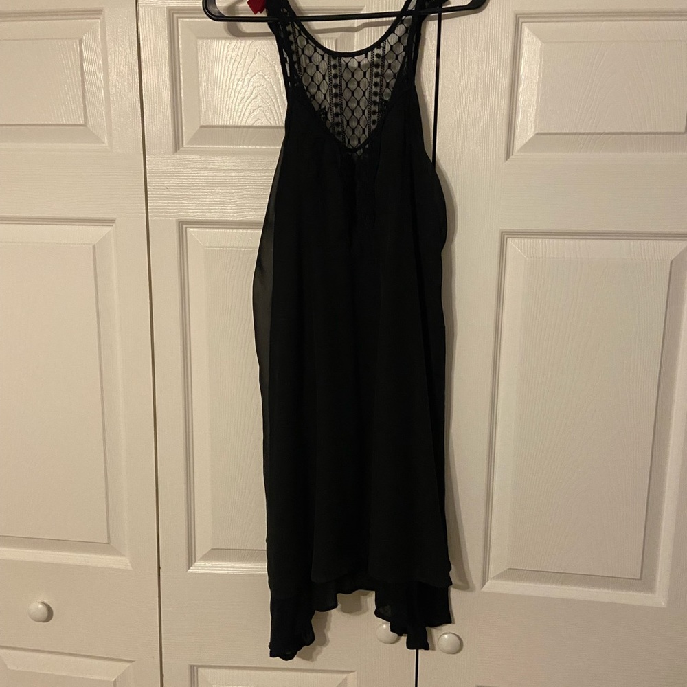 Black Mesh Neckline Dress